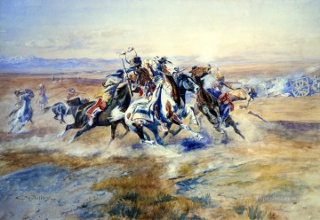 Amérindien œuvres - l’attaque 1903 Charles Marion Russell Amérindiens